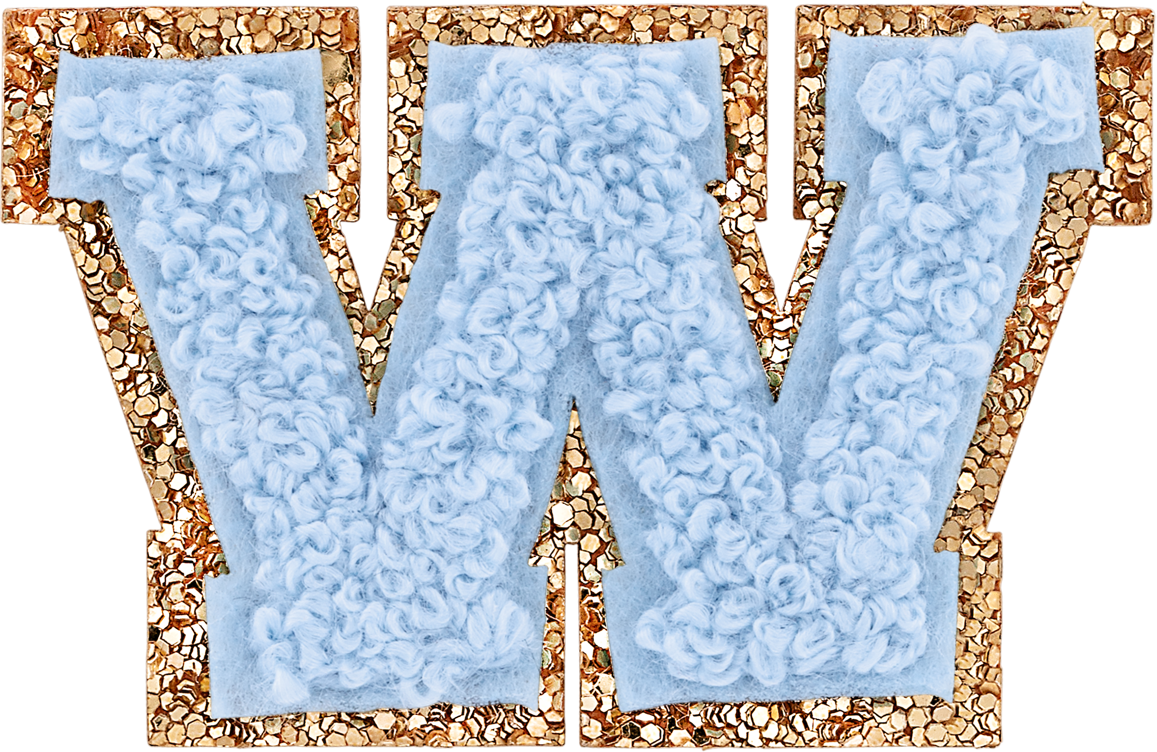 Periwinkle Mini Glitter Varsity Letter Patch