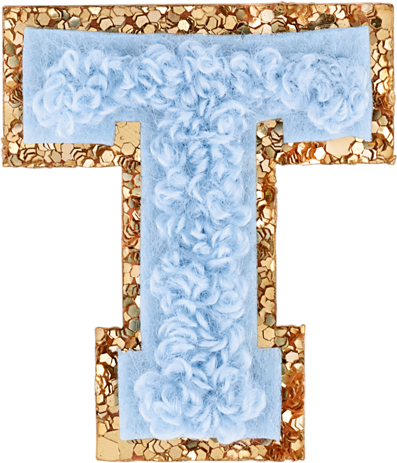 Periwinkle Mini Glitter Varsity Letter Patch