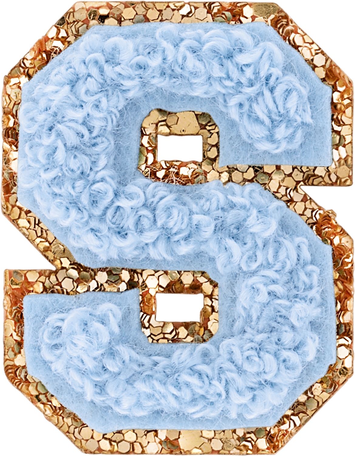 Periwinkle Mini Glitter Varsity Letter Patch