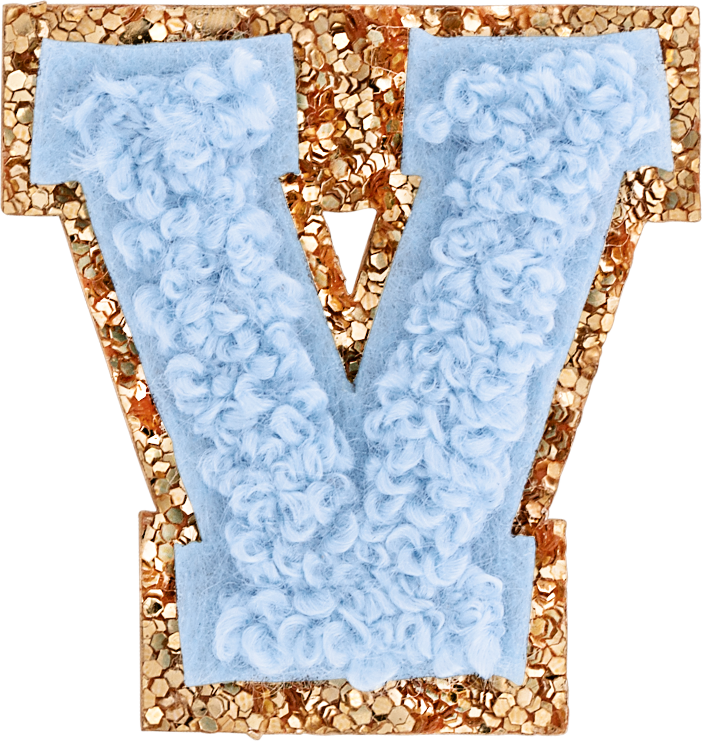 Periwinkle Mini Glitter Varsity Letter Patch