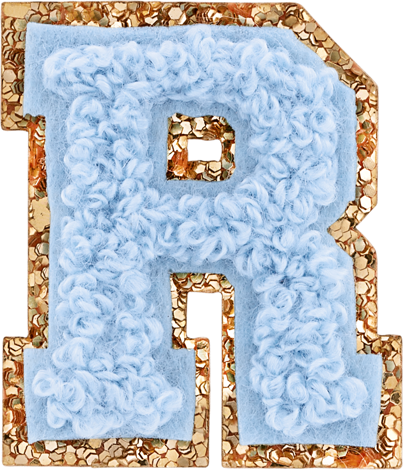 Periwinkle Mini Glitter Varsity Letter Patch