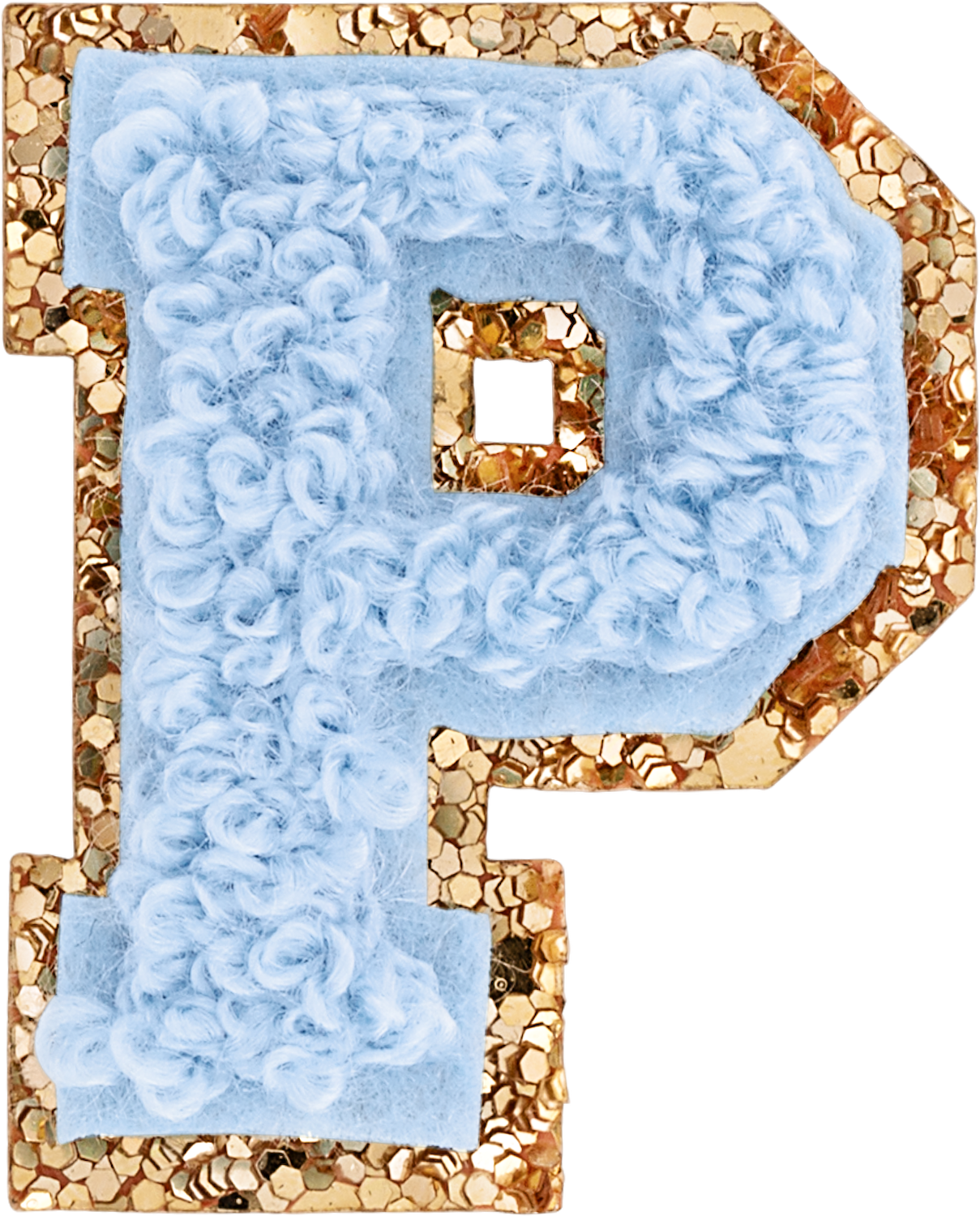 Periwinkle Mini Glitter Varsity Letter Patch