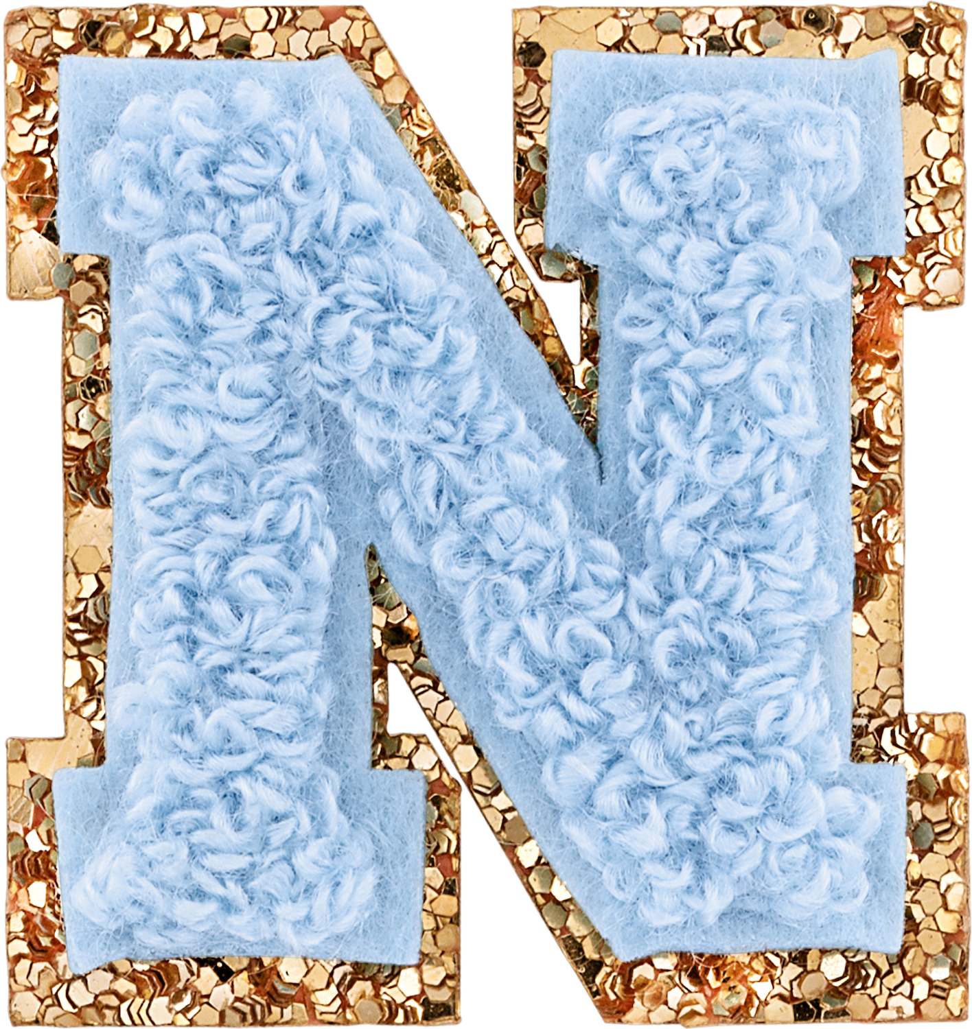 Periwinkle Mini Glitter Varsity Letter Patch