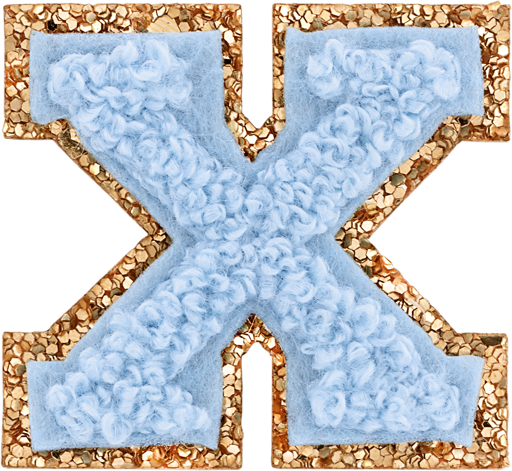 Periwinkle Mini Glitter Varsity Letter Patch