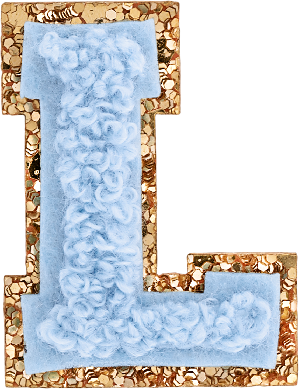Periwinkle Mini Glitter Varsity Letter Patch