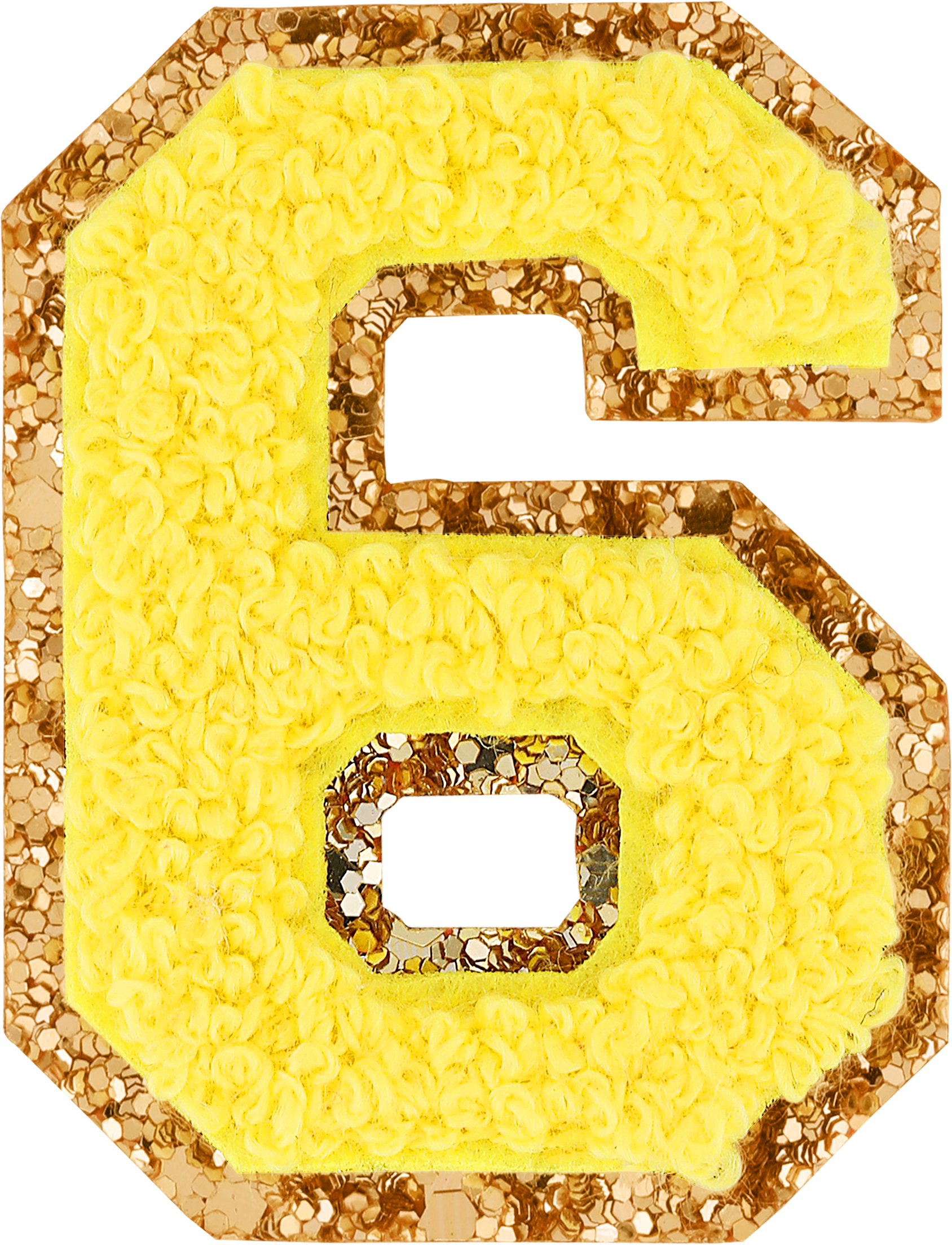 Lemon Glitter Varsity Number Patch