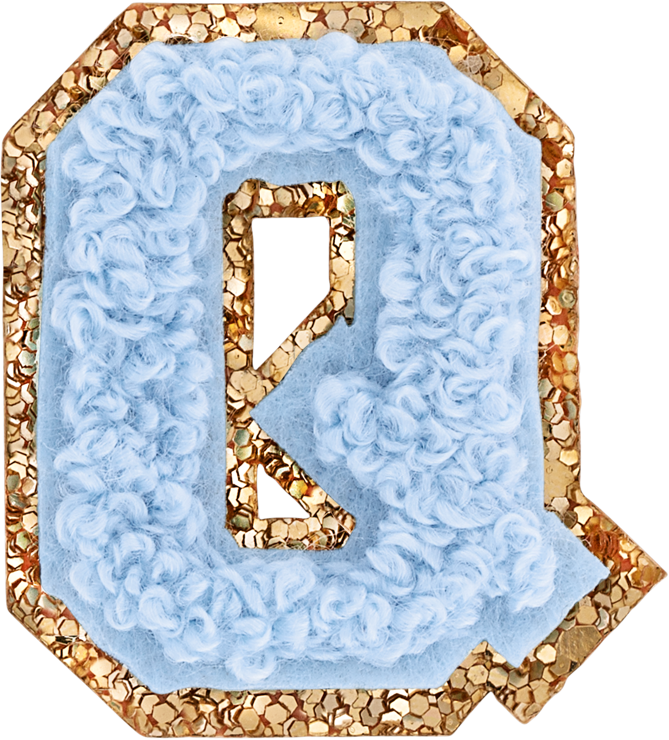 Periwinkle Mini Glitter Varsity Letter Patch