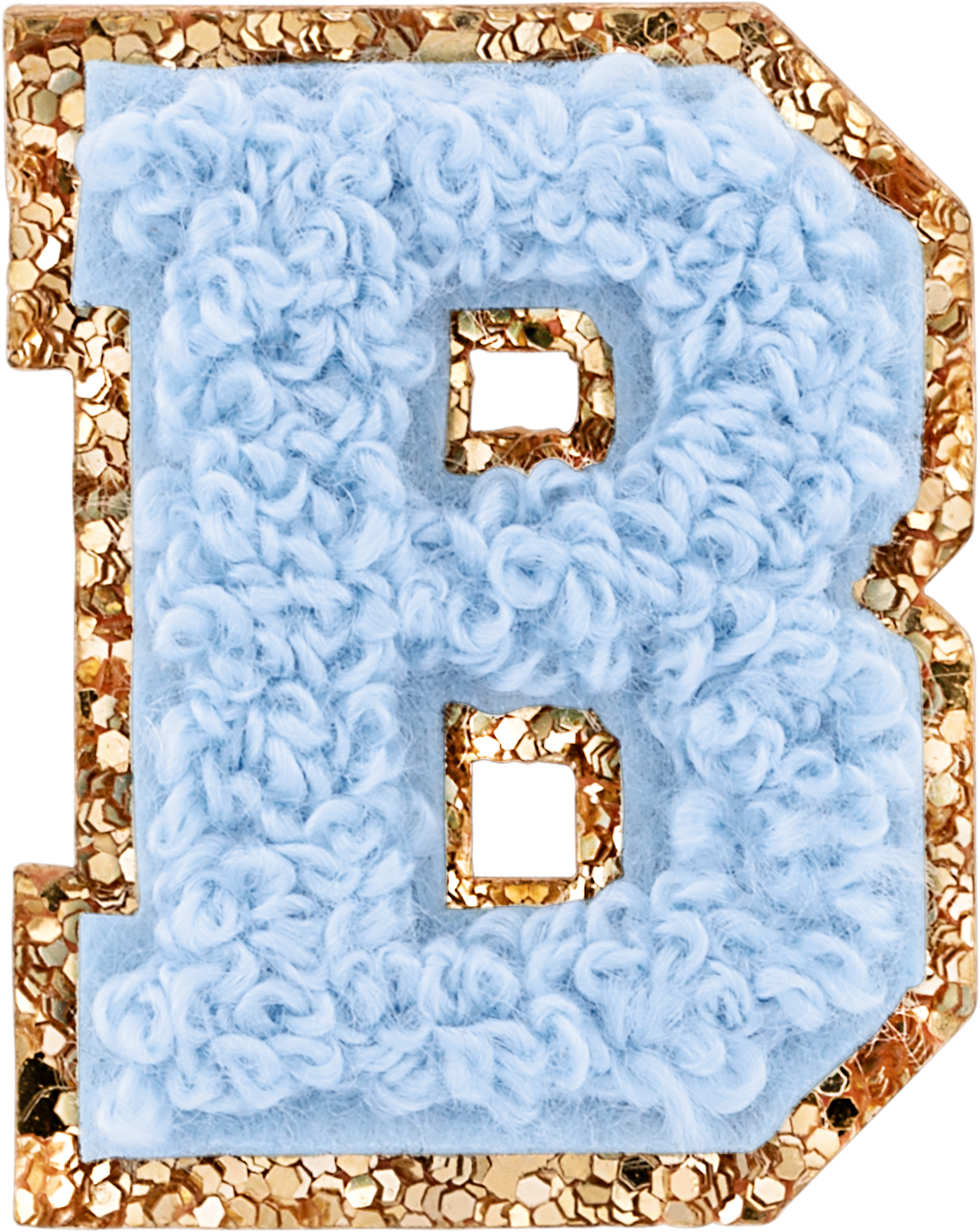 Periwinkle Mini Glitter Varsity Letter Patch