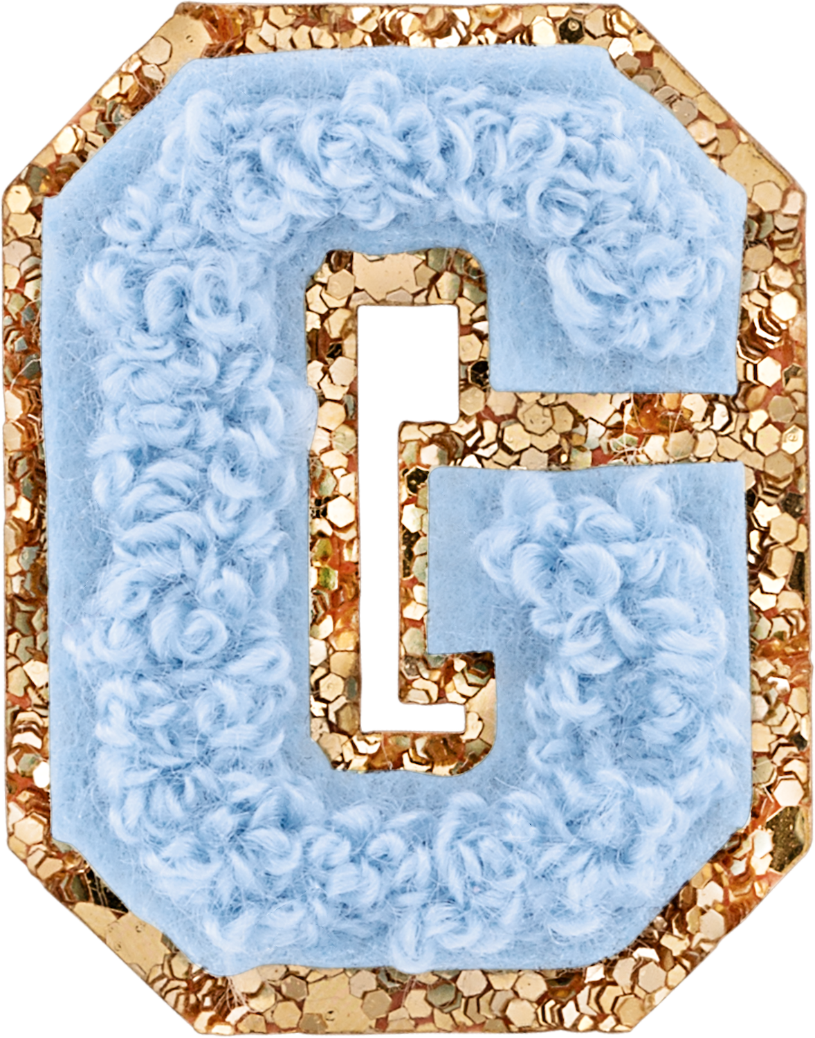 Periwinkle Mini Glitter Varsity Letter Patch