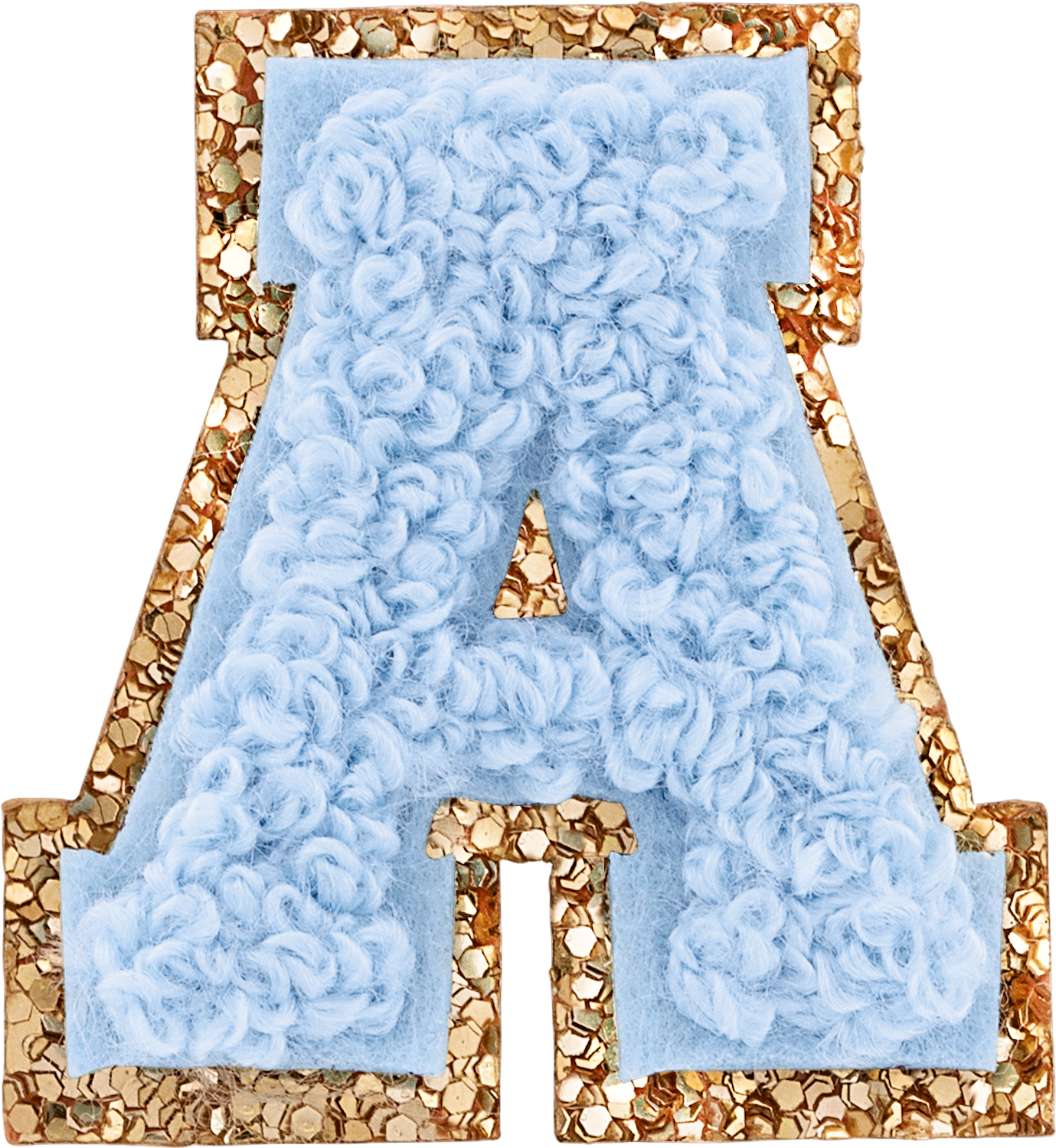 Periwinkle Mini Glitter Varsity Letter Patch