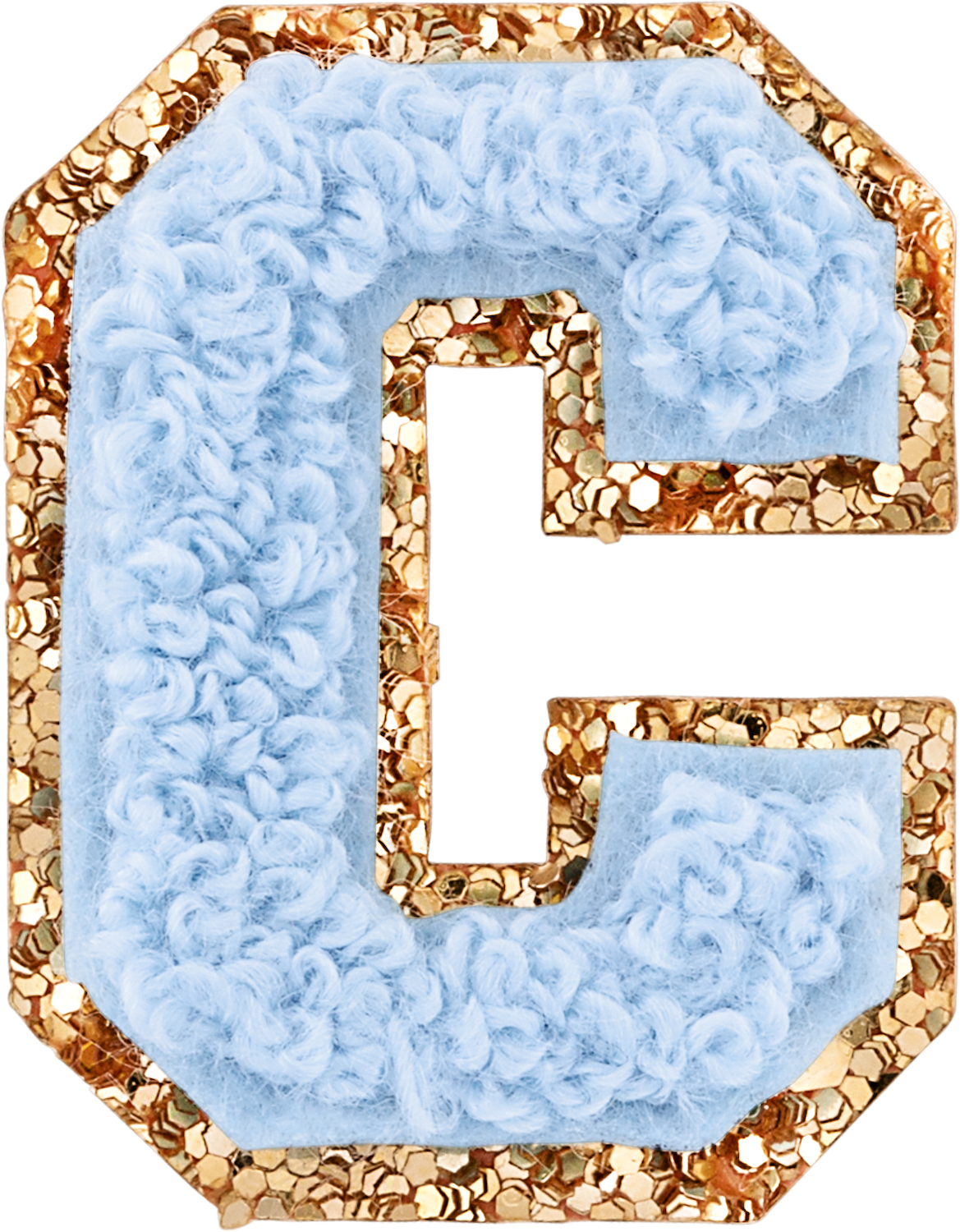 Periwinkle Mini Glitter Varsity Letter Patch