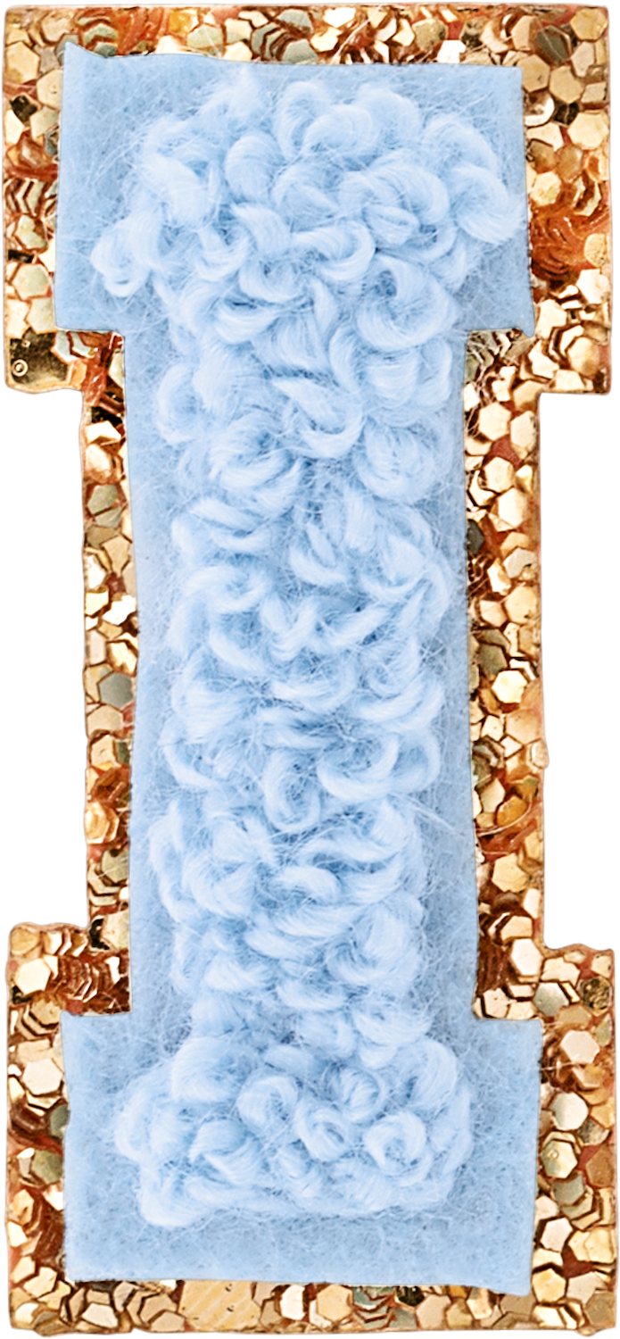 Periwinkle Mini Glitter Varsity Letter Patch