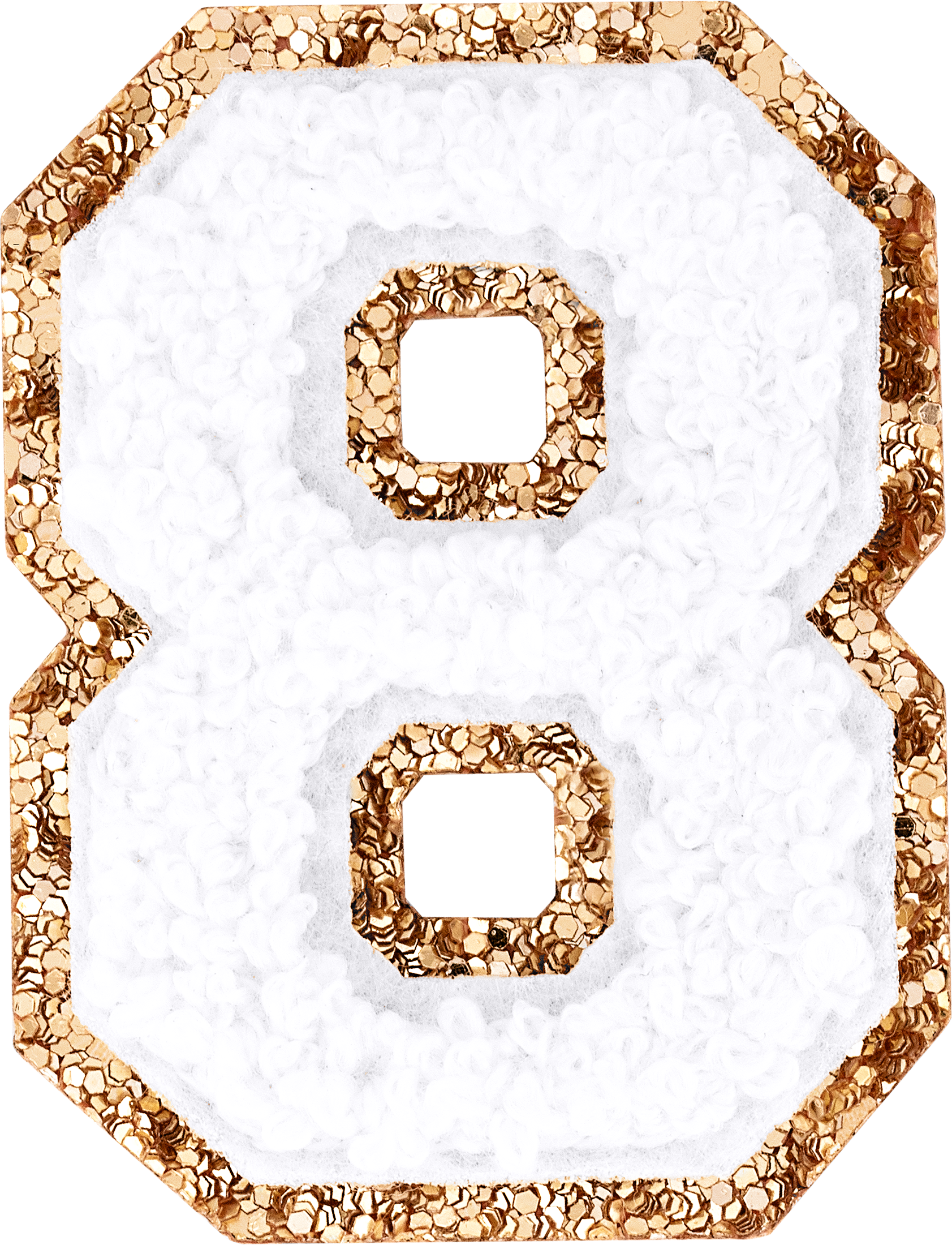 Blanc Glitter Varsity Number Patch