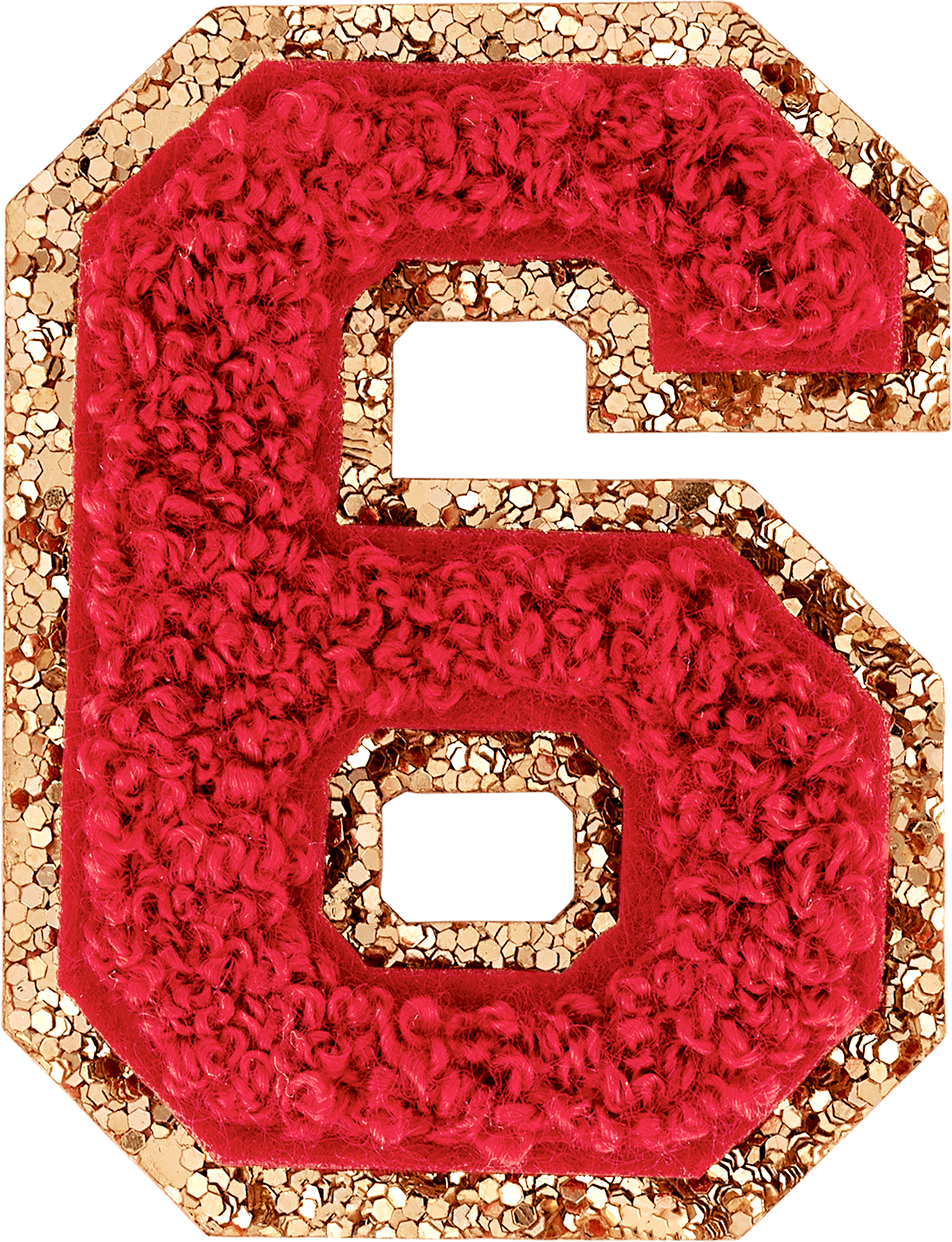 Ruby Glitter Varsity Number Patch