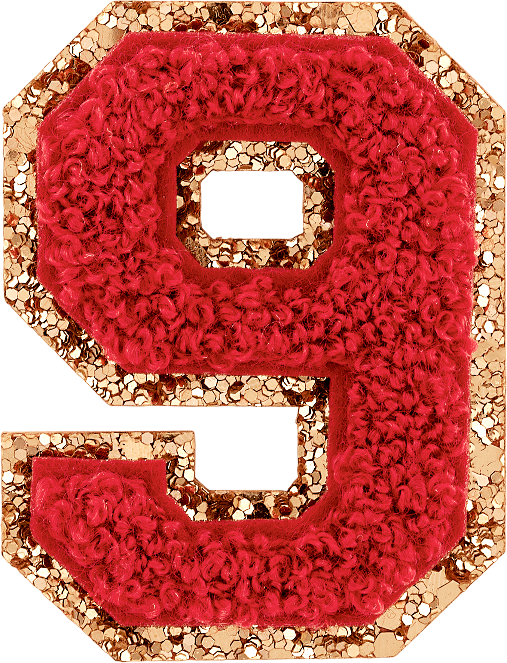 Ruby Glitter Varsity Number Patch