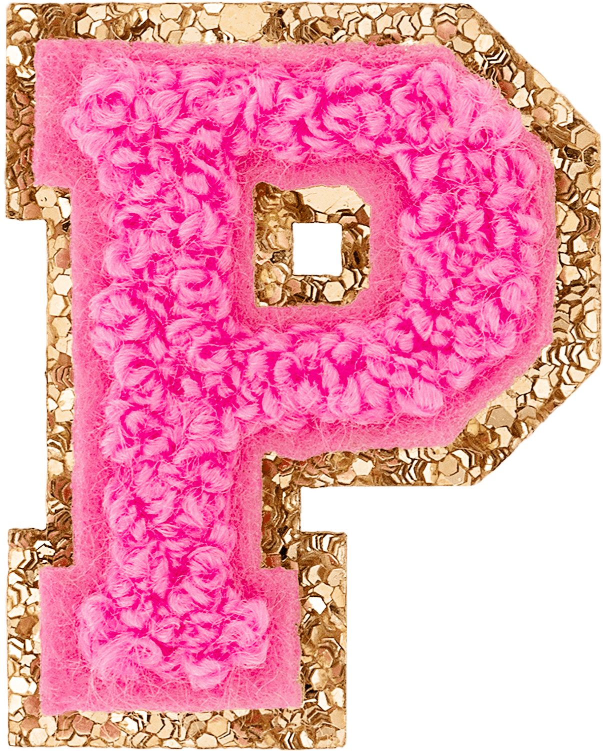 Bubblegum Mini Glitter Varsity Letter Patch