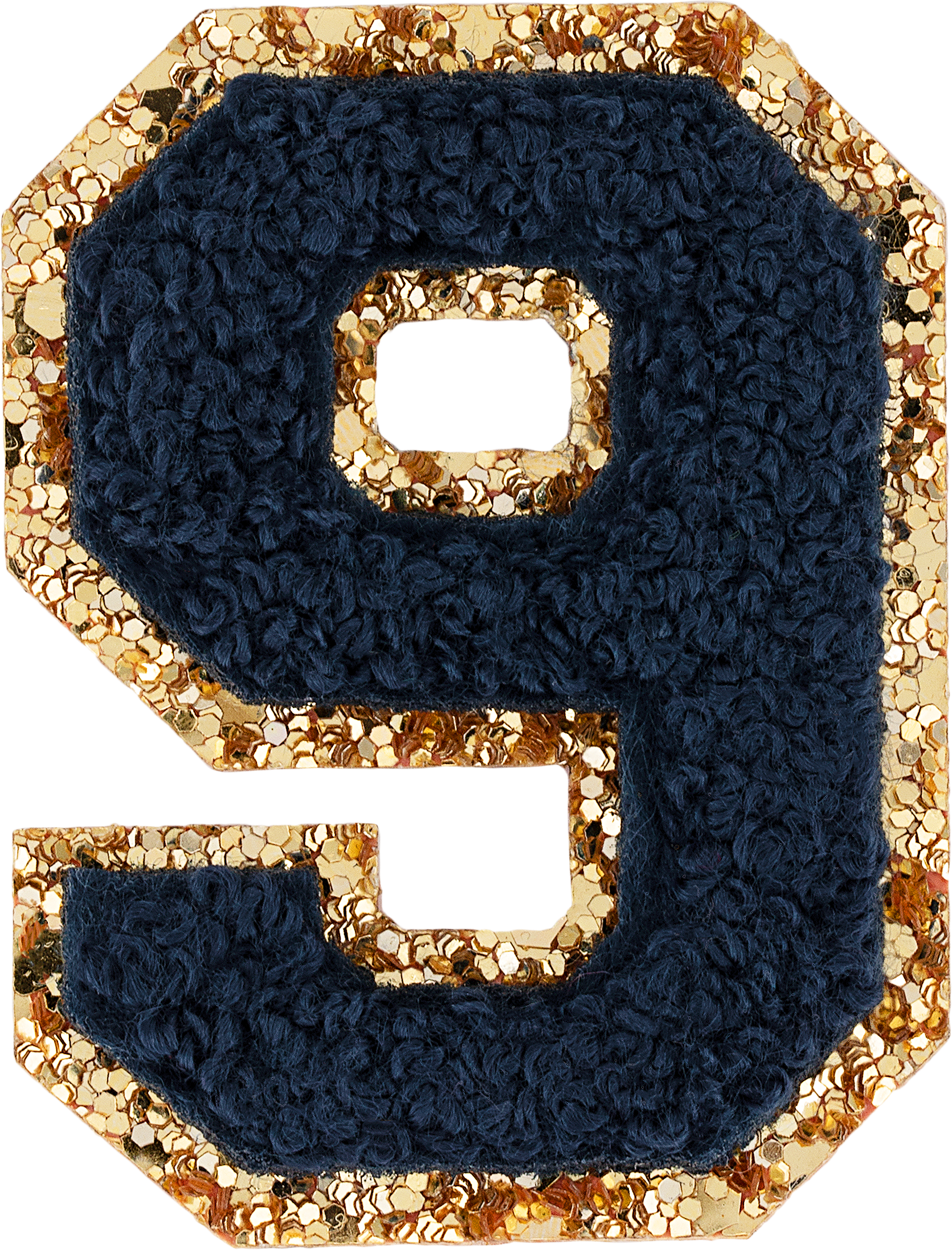 Sapphire Glitter Varsity Number Patch