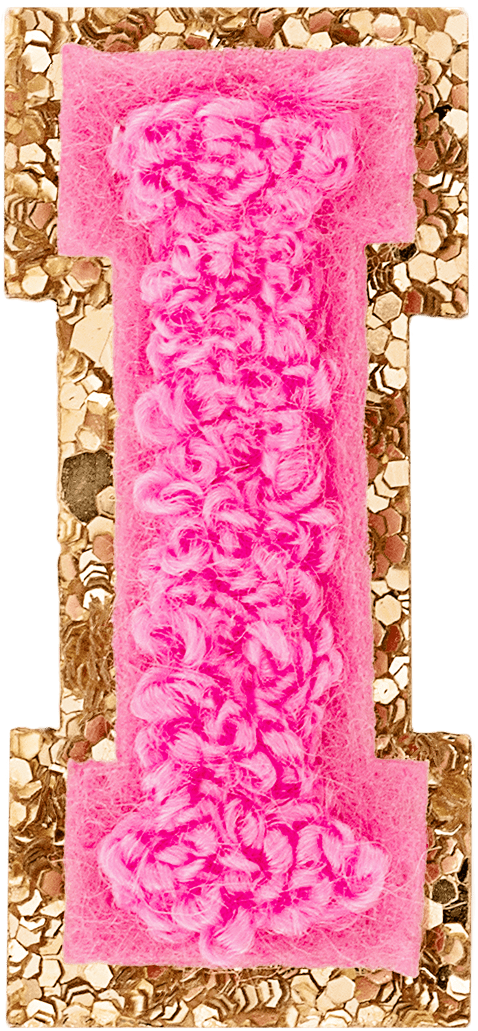 Bubblegum Mini Glitter Varsity Letter Patch