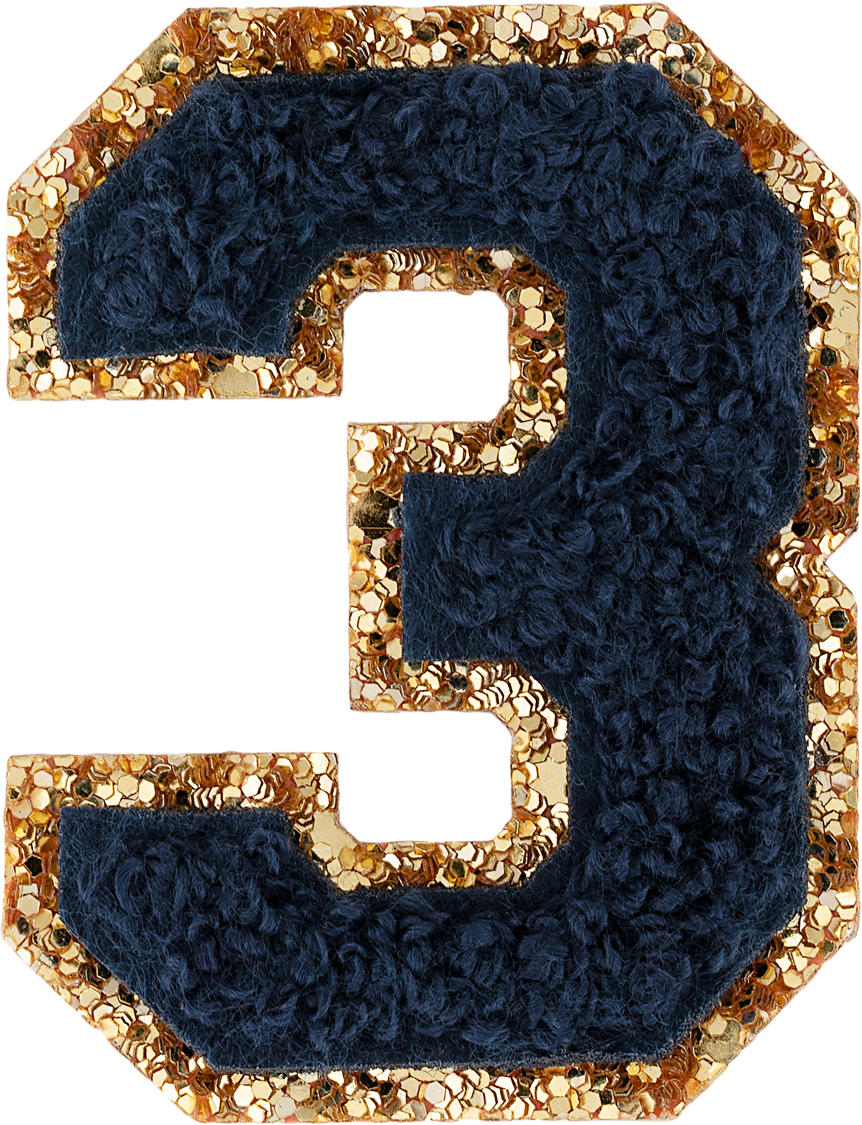 Sapphire Glitter Varsity Number Patch