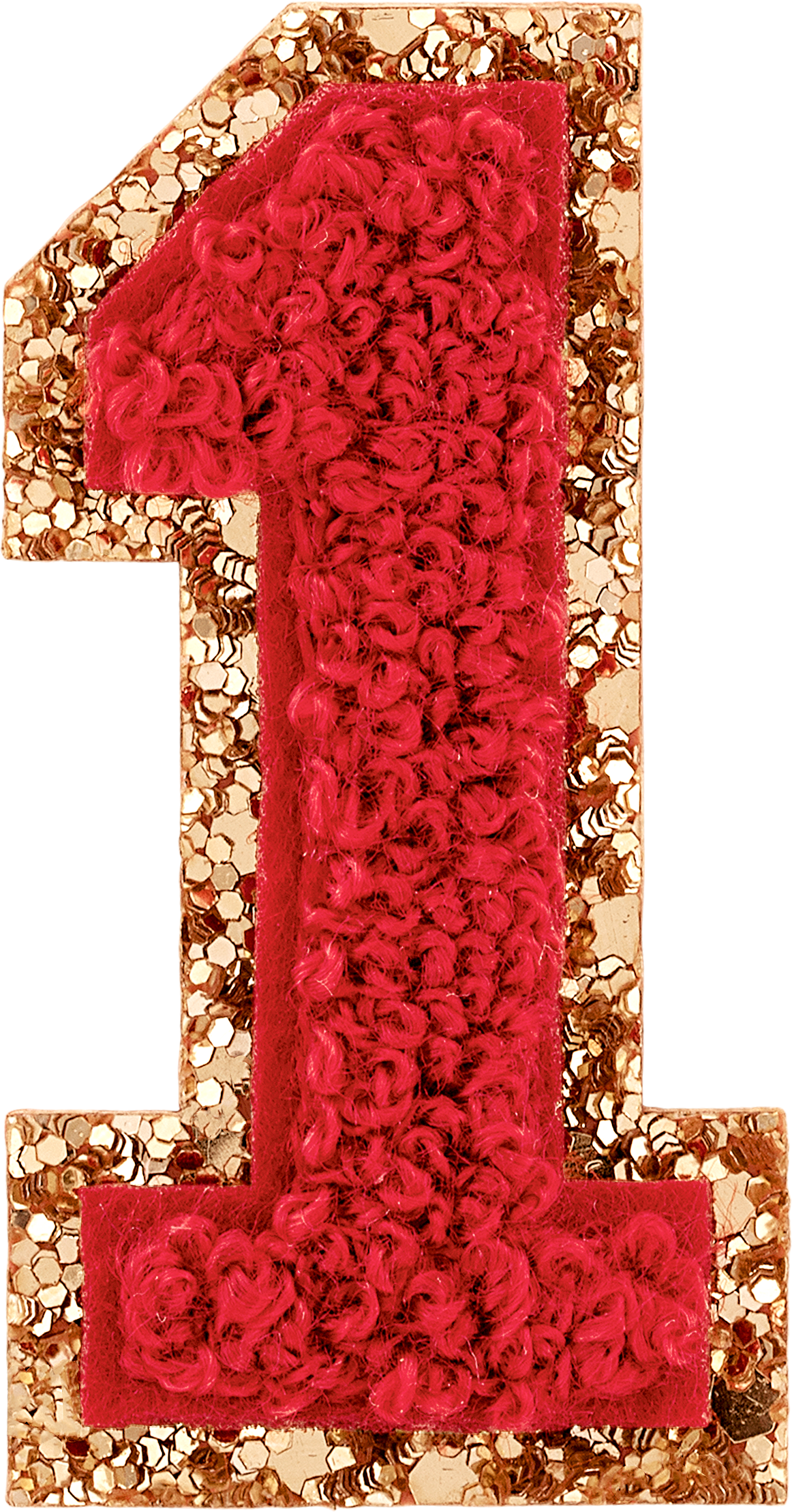 Ruby Glitter Varsity Number Patch