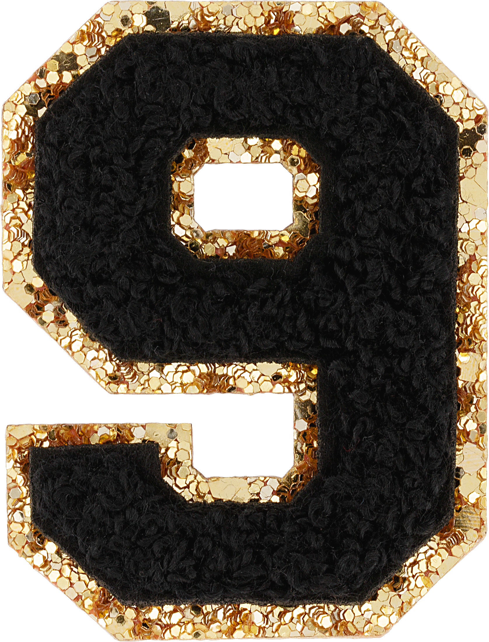 Noir Glitter Varsity Number Patch