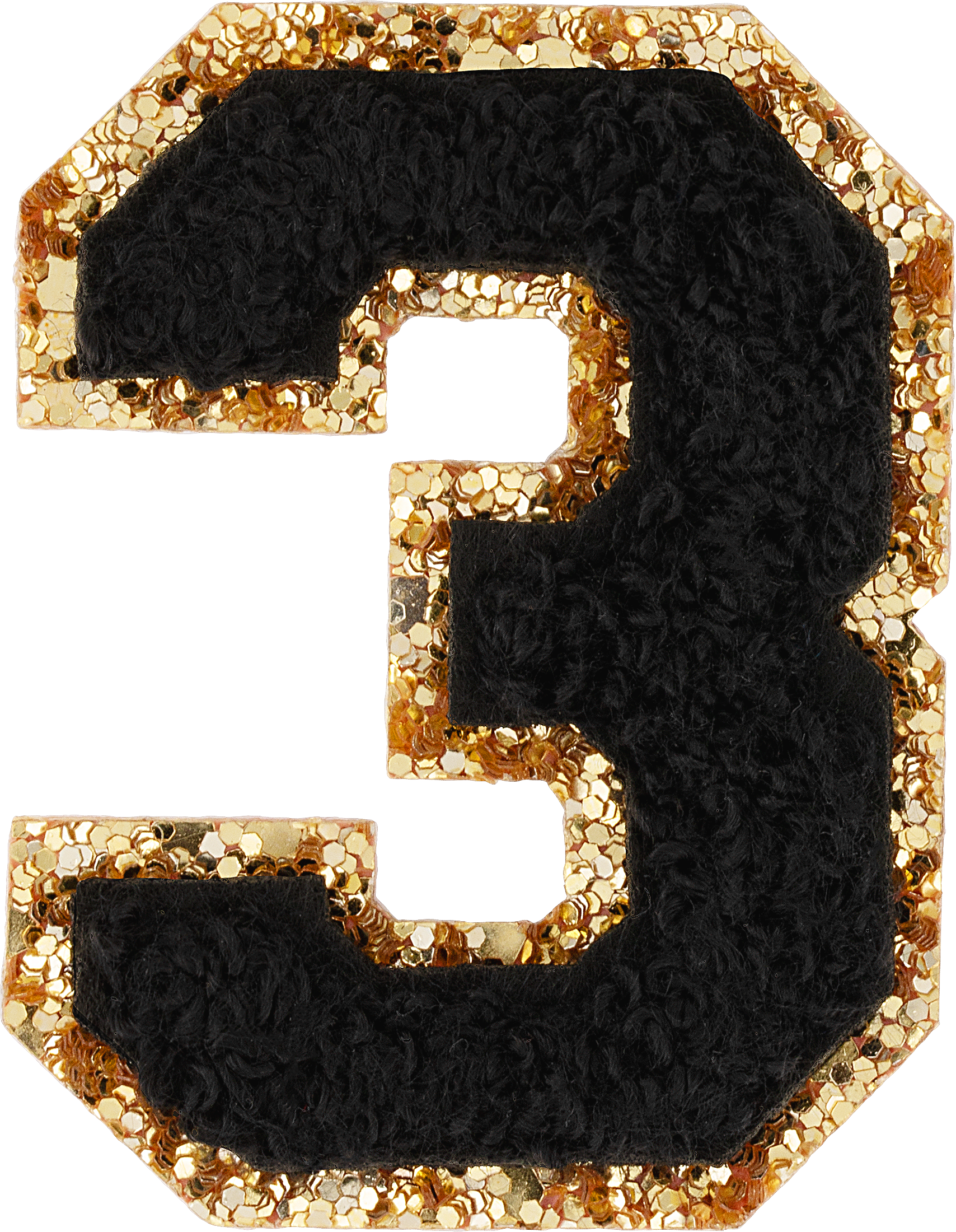 Noir Glitter Varsity Number Patch