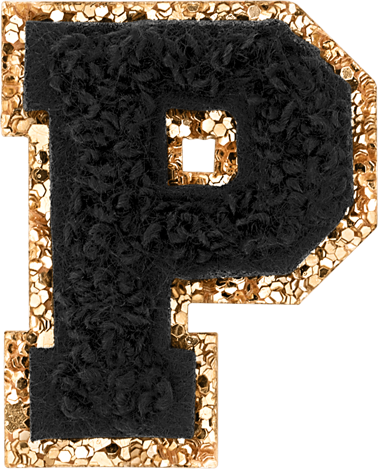 Noir Mini Glitter Varsity Letter Patch