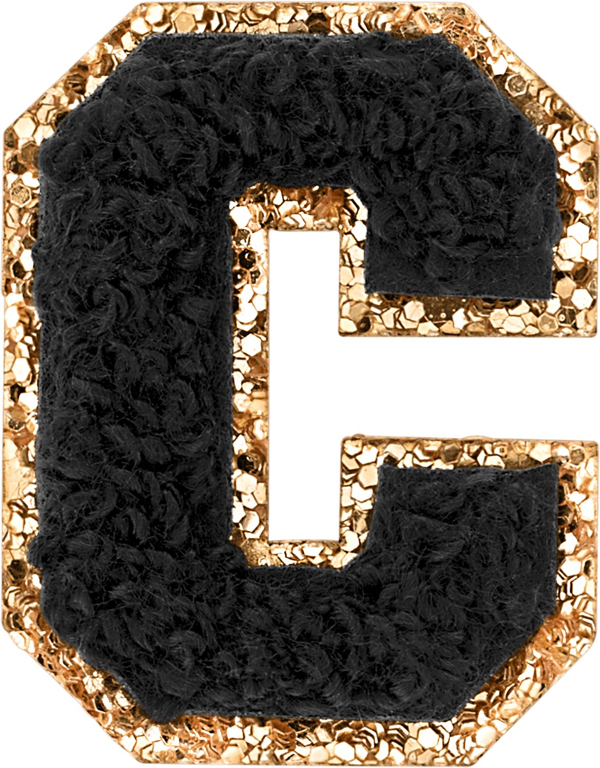 Noir Mini Glitter Varsity Letter Patch