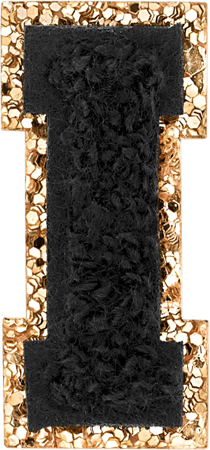 Noir Mini Glitter Varsity Letter Patch