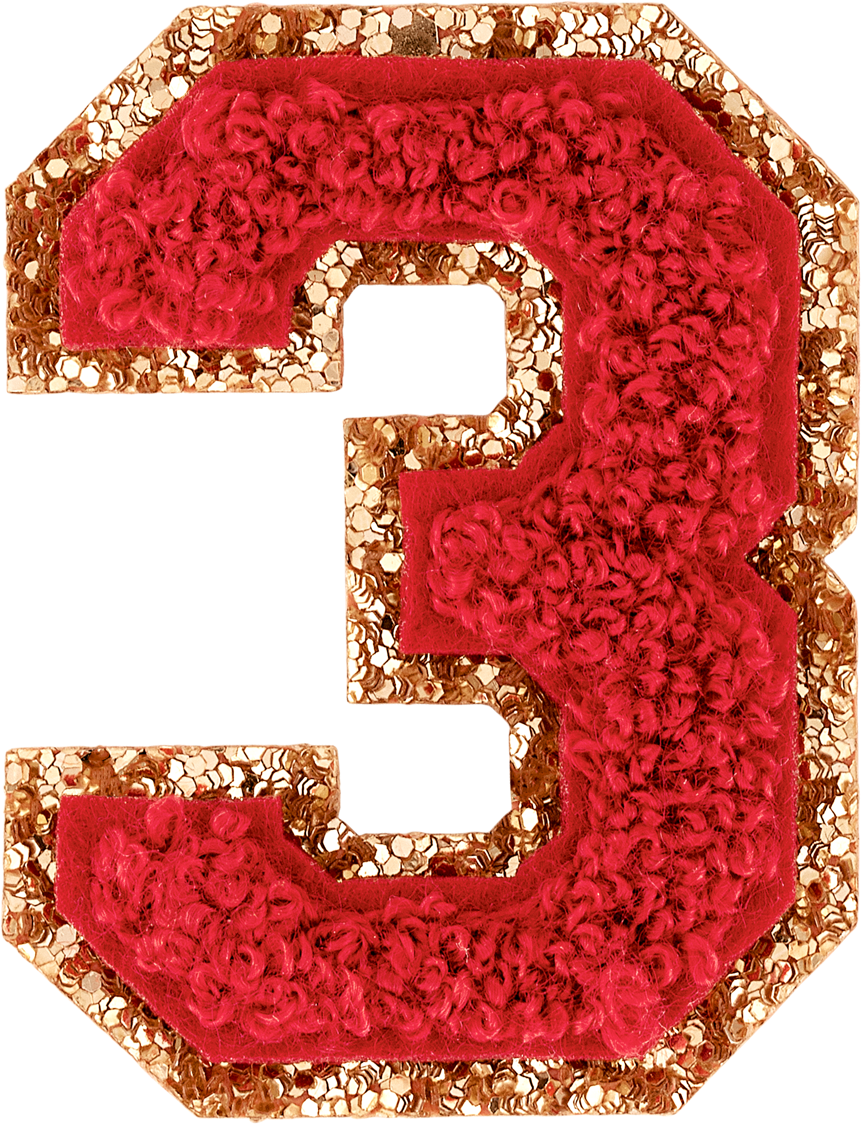 Ruby Glitter Varsity Number Patch