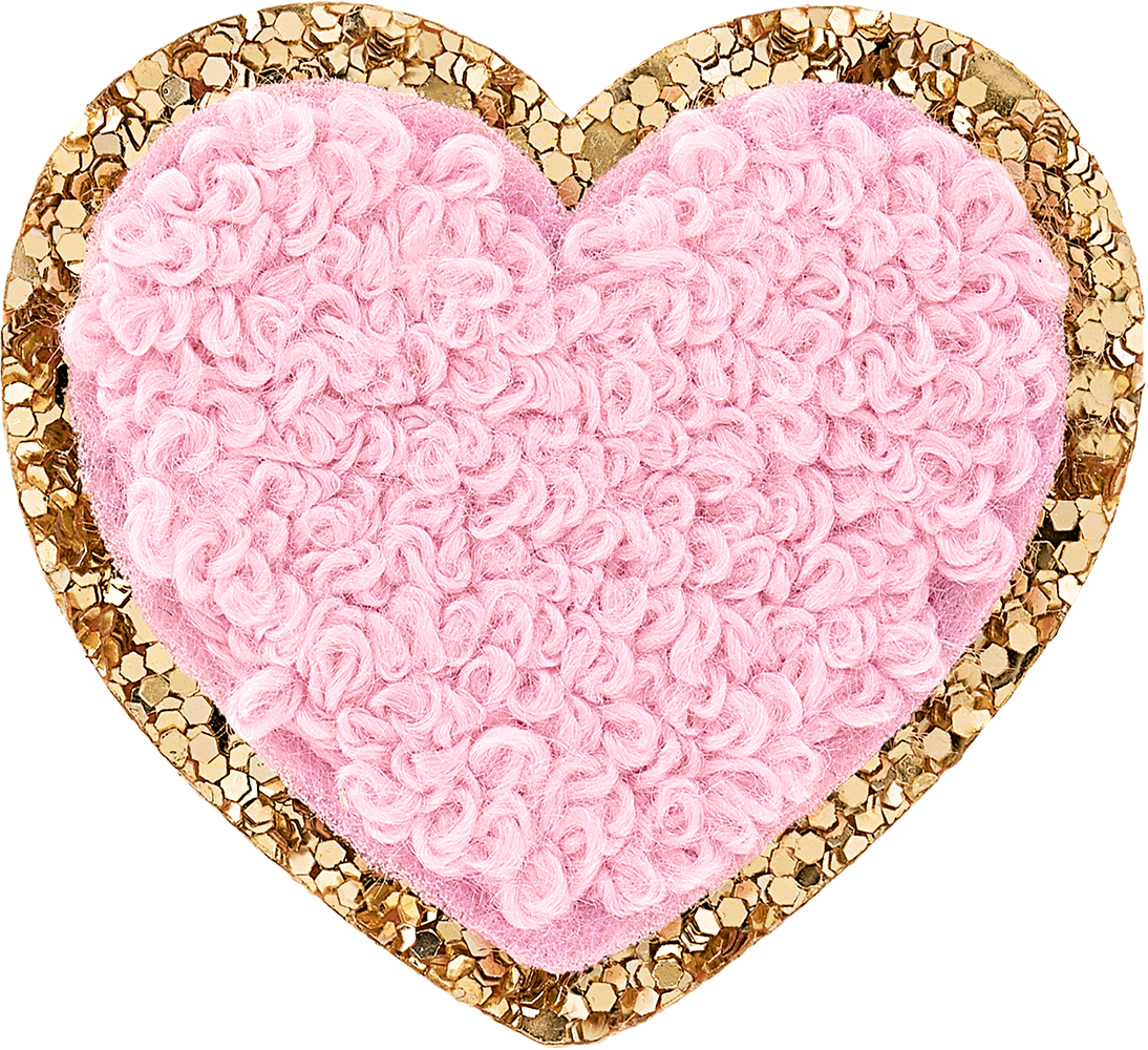 Flamingo Mini Glitter Varsity Heart Patch