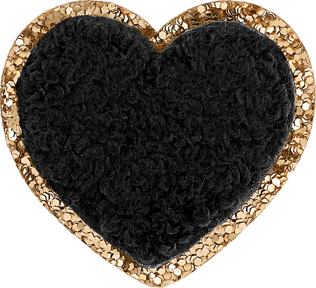 Noir Mini Glitter Varsity Heart Patch