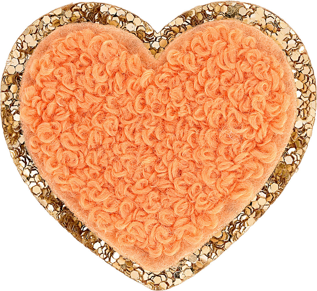 Peach Mini Glitter Varsity Heart Patch
