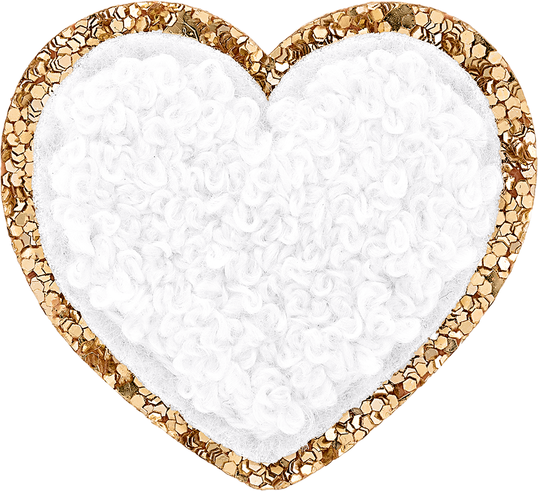 Blanc Mini Glitter Varsity Heart Patch