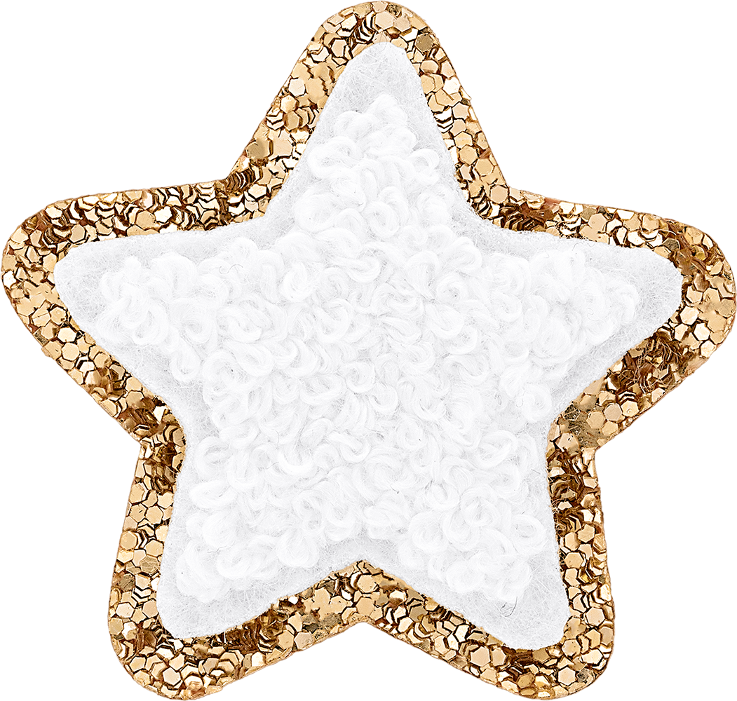 Blanc Mini Glitter Varsity Star Patch