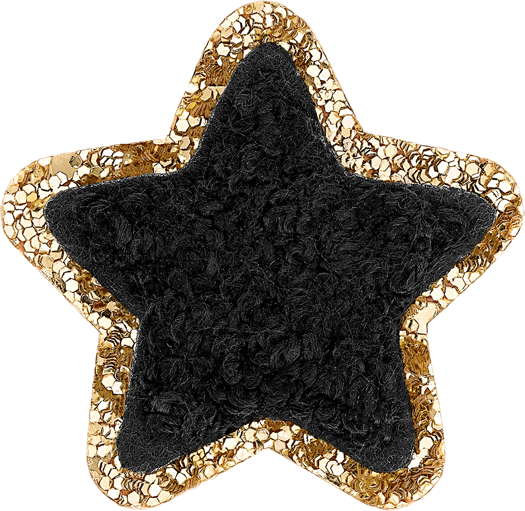 Noir Mini Glitter Varsity Star Patch
