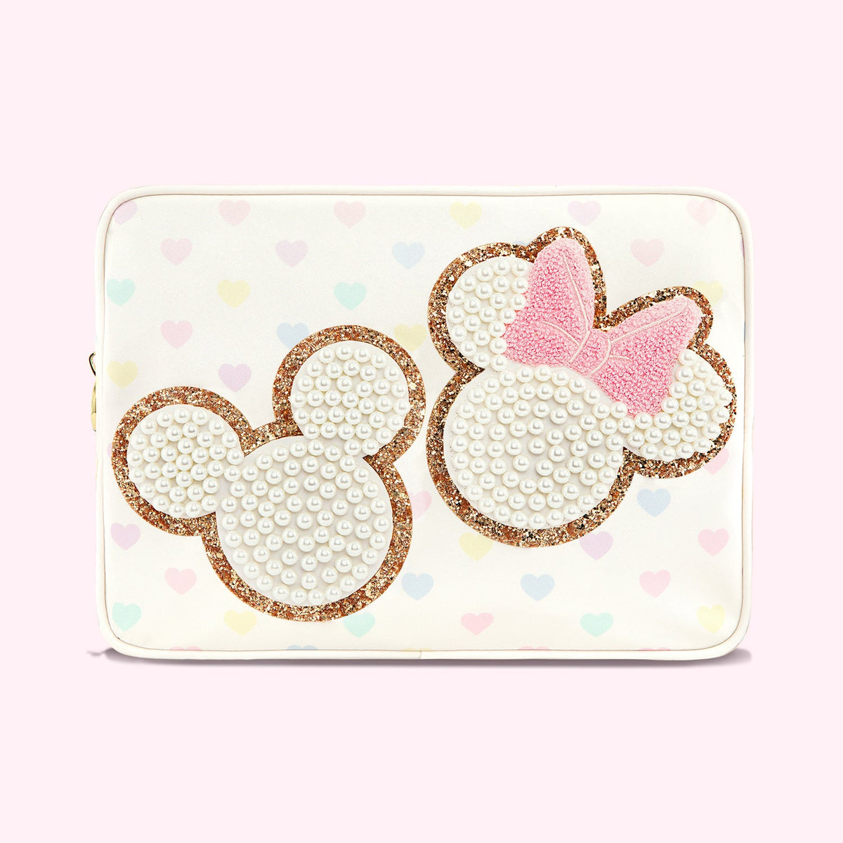 Mickey & Minnie Pastel Hearts Nylon Large Pouch